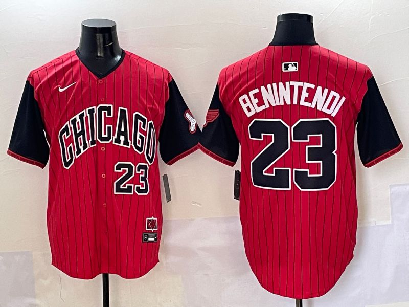 Men Chicago White Sox #23 Benintendi Red Stripe Joint Name Nike 2025 MLB Jersey style 20->chicago white sox->MLB Jersey